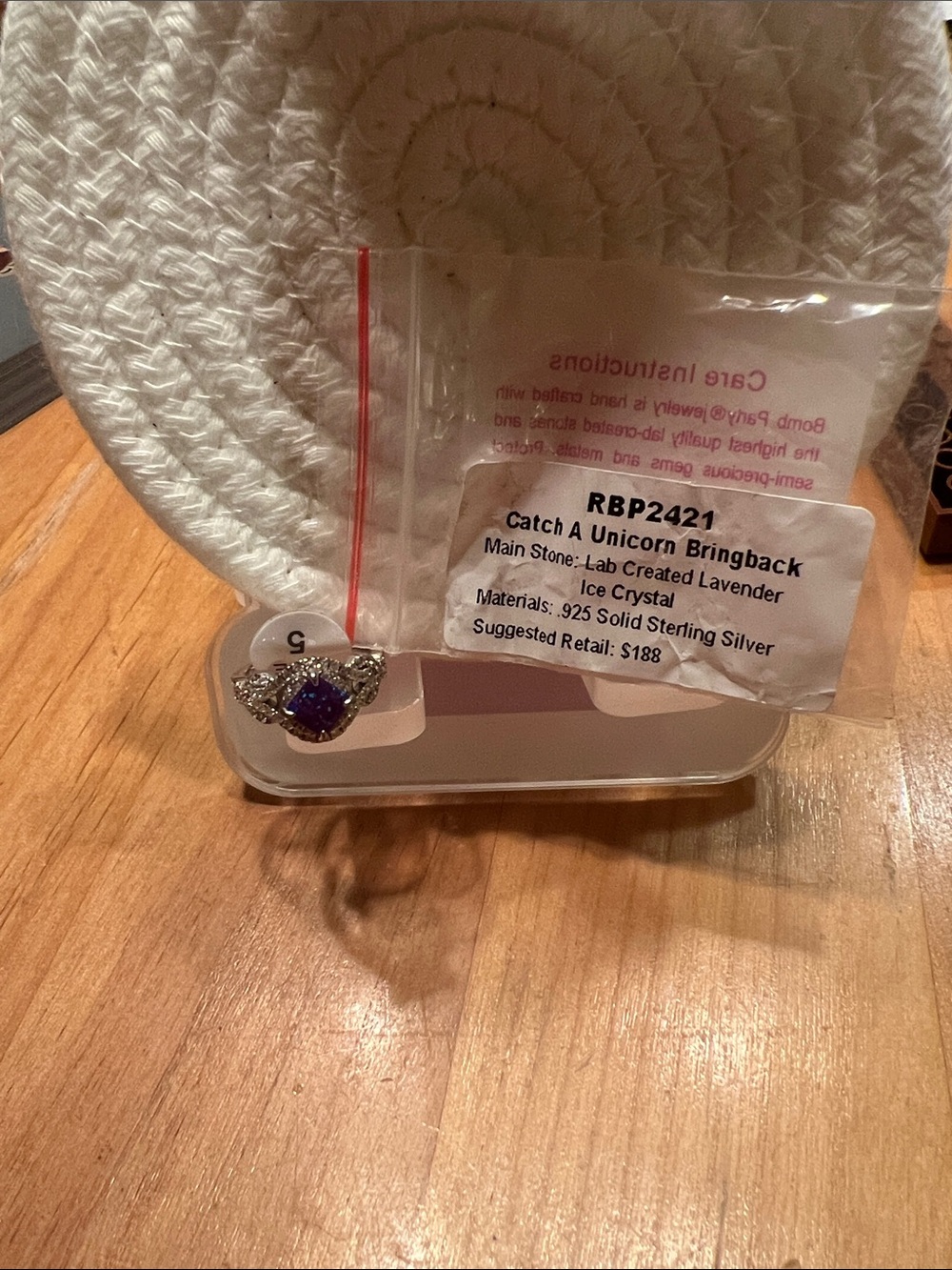Catch A Unicorn Bringback Lavender Ice Crystal Ring by BP Size 5